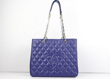 AAA Chanel Quilted CC Tote Bag 35626 Blue On Sale